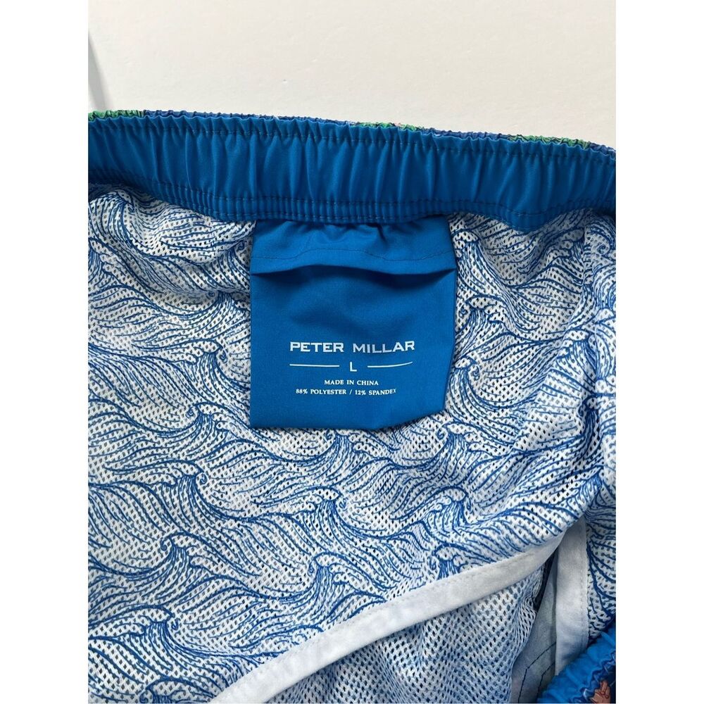 Peter Millar Crown Blue Alligator Golf Beach Print Swim 7” Trunks Mens Large - Picture 5 of 12